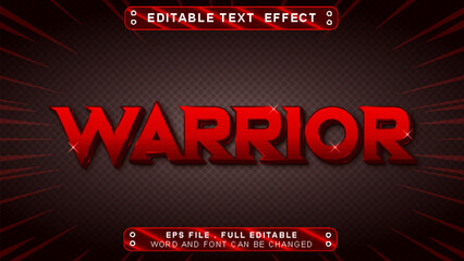 Warrior text effect template with 3d style use for logo and business brand