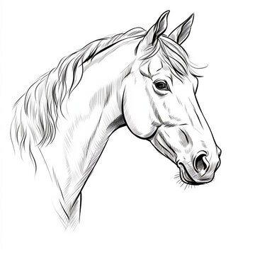 horse head sketch isolated on white