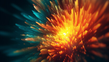 Glowing underwater plant creates vibrant abstract backdrop generated by AI