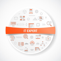 it expert concept with icon concept with round or circle shape for badge