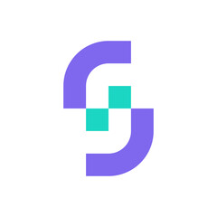 Letter S pixel data technology logo