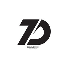 Modern unique shape letter 7D creative monogram logo concept. 7 logo. Seven logo. Number logo
