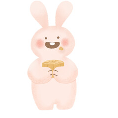 rabbit eat Mooncake Moon festival mid autumn crayon colour