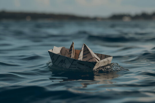Paper ship at sea, Generative AI 1