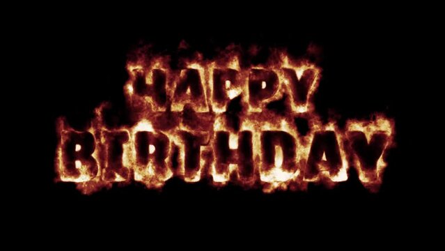 fiery font burning text fire on letters and numbers -  red blue green flames - happy birthday