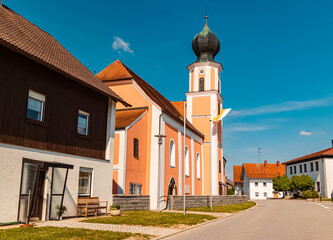 Fototapeta premium Church on a sunny summer day at Rainding, Passau, Bavaria, Germany