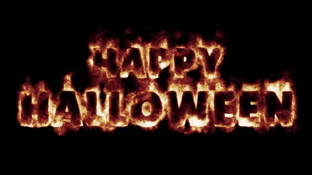 fiery font burning text fire on letters and numbers -  red blue green flames - happy halloween