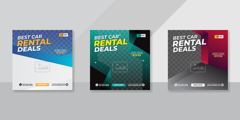 Rent a car banner for flyer and social media post template