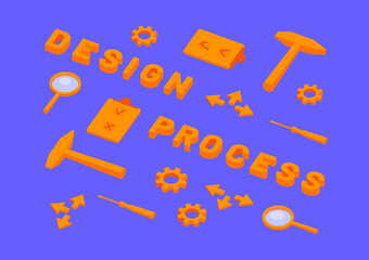 design process axonometry 3d letters