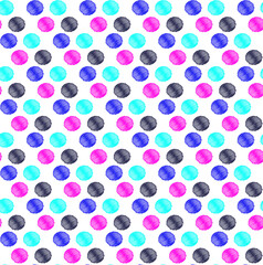 Vector geometric texture in the form of colorful polka dots on a white background