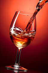 Fototapeta na wymiar alcohol celebration liquid party red drink glass closeup wine gradient background. Generative AI.