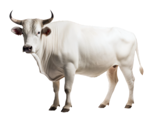 big power, bull animal, white bull, isolated on transparent background