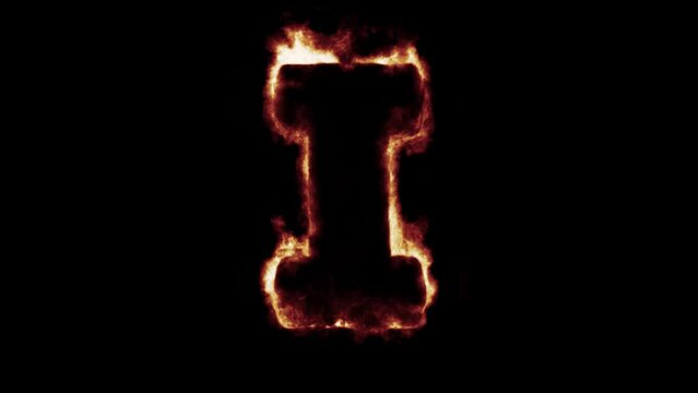 fiery font burning text fire on letters and numbers -  red blue green flames - Letter i