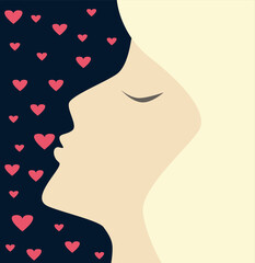 Woman and hearts vector illustration