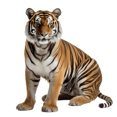Siberian tiger isolated on white background, Generative AI