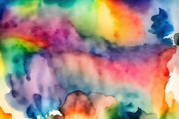 Obraz na płótnie Canvas Abstract Watercolor Paint Rainbow Color Grunge Texture for Background, Gradient Banner Generative AI