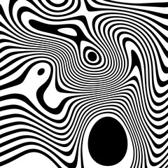 ABSTRACT ILLUSTRATION MARBLED TEXTURE LIQUIFY PSYCHEDELIC BLACK AND WHITE DESIGN. OPTICAL ILLUSION BACKGROUND VECTOR DESIGN