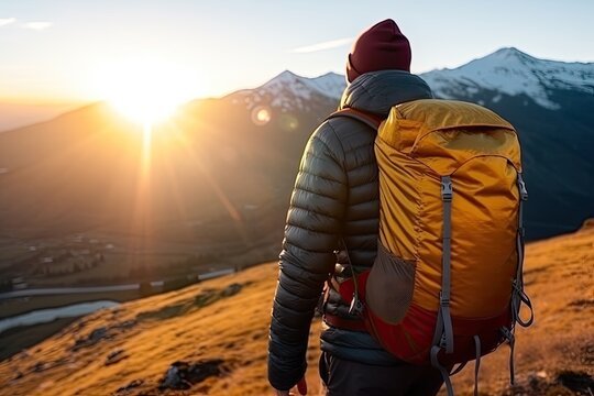 ai generated People travel, trekking, and climbing on long vacations.