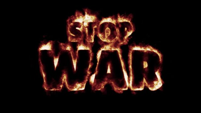 fiery font burning text fire on letters and numbers -  red blue green flames - stop war