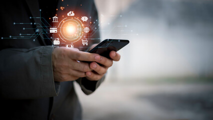 futuristic digital processing of biometric identification fingerprint scanner for access personal financial data. surveillance and security scanning of digital programs cyber futuristic applications