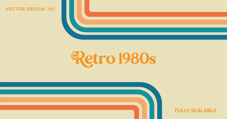 Retro vintage 80s style stripes background poster lines. Vector EPS and Fully Scalable Design.