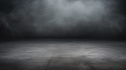 Texture dark concrete floor with mist or fog