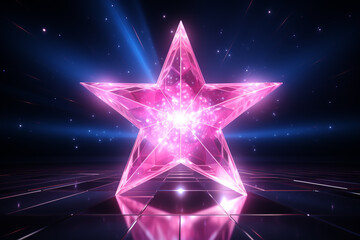 rosa pink Stern mit Lichteffekten auf dunklem Hintergrund. Querformat. Generative Ai.