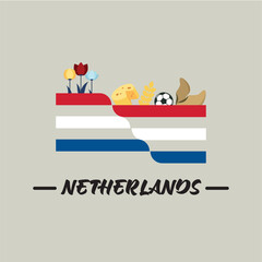 Isolated flag of Netherlands with tulip flowers Vector