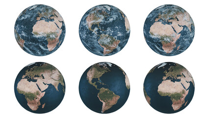 Planet earth with different angles 