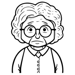 elderly woman, old woman, Cute elderly woman outline vector illustration