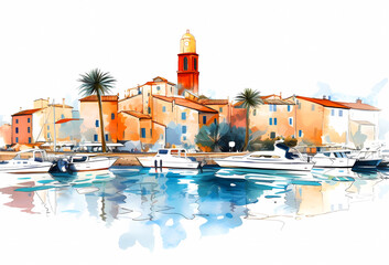 Beautiful view of the small town of Saint-Tropez, France