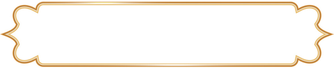 Obraz premium Ramadan window frame shape. Islamic golden ribbon for text. Muslim mosque panel element with ornament. Turkish tag