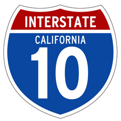 Interstate 10 Sign, I-10, Isolated Road Sign vector, California, US Interstate Highway Sign