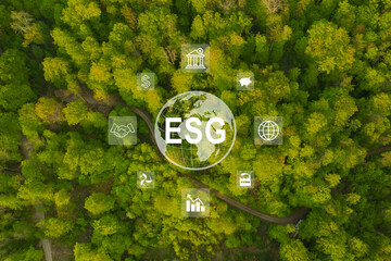 Sustainable business or green business vector illustration background with connection icon concept related to environmentally friendly environmental icon set. Web and Social Header Banners for ESG.
