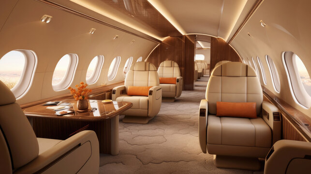Interior luxury private jet
