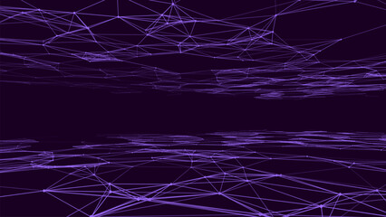 Abstract futuristic wave with moving dots. Flow of particles. Vector cyber technology illustration.