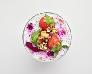 Chia Pudding with Granola and Strawberry