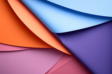 Blue and pink colorful paper on orange background 