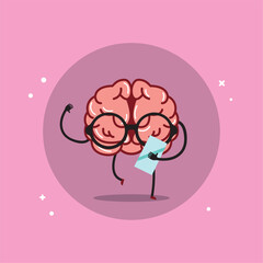 Isolated cute brain cartoon character Vector