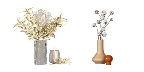 Dried flowers in 3d rendering isolated on white

Keywords language: 