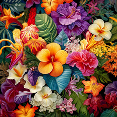 Fototapeta na wymiar Seamless watercolor floral pattern. Generative AI