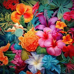 Seamless watercolor floral pattern. Generative AI