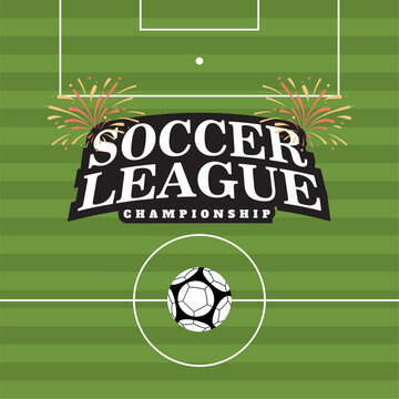 Colored soccer league template with text Vector