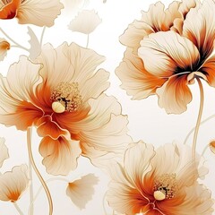 Luxury gold poppy flower line art background vector. Exotic nature design for cover, wall art