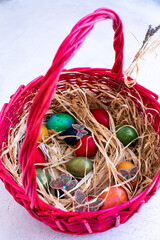 Easter-colored eggs basket