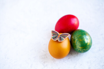 Colorful Easter eggs on a white background