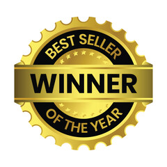 Best Seller Of The Year Winner Badge, Emblem, Label Seal, Rubber Stamp For Business And Shopping Rating Sybol, Top Seller Of The Year Badge Vector Illustration