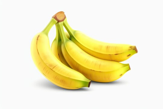 four bananas isolated on white background