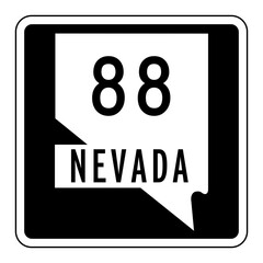 Nevada State Route 88 sign, NV 88, isolated road sign vector	