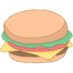 hamburger cheese vegetables tomato cute